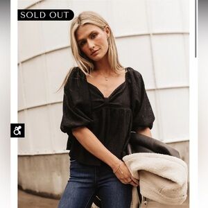 BOHME Kasey Black Babydoll Top Size Small New With Tags (NWT)